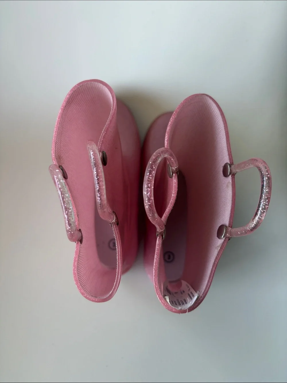Glitter Pink Kids Pull-On Rain Boots size 3